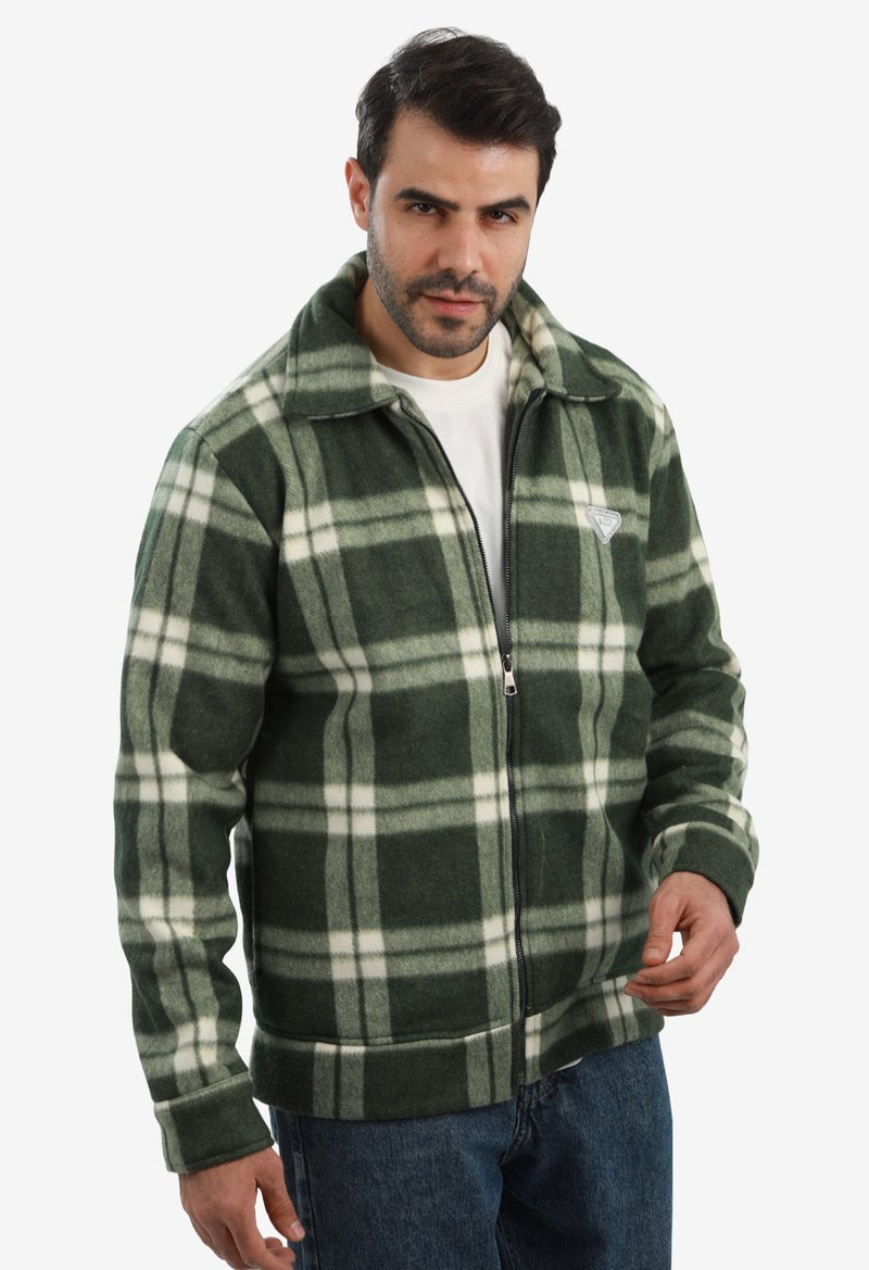 WHITE RABBIT Men’s Plaid Wool Blend Zip Jacket - Image 2